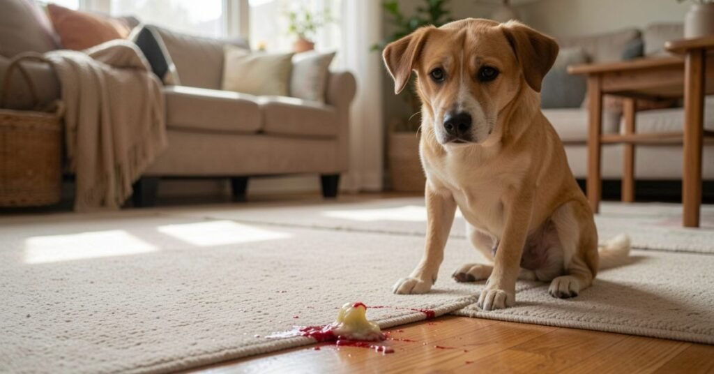 dog throwing up blood