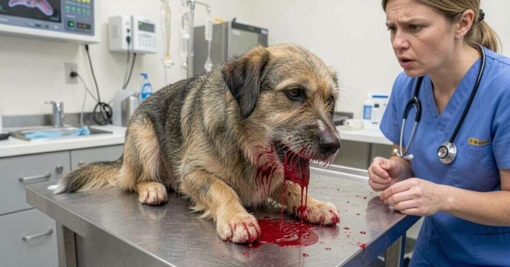 dog throwing up blood