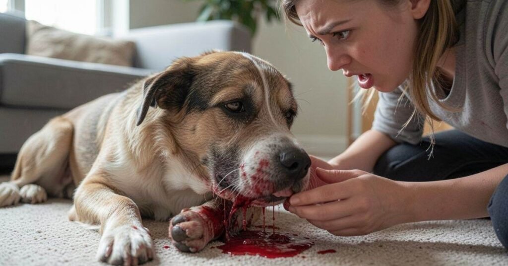 dog throwing up blood